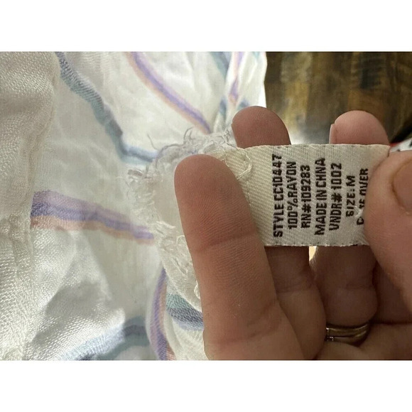 Vintage Havana Shirt Womens Medium Multi Stripes Collared Button Down Cropped - Picture 7 of 7